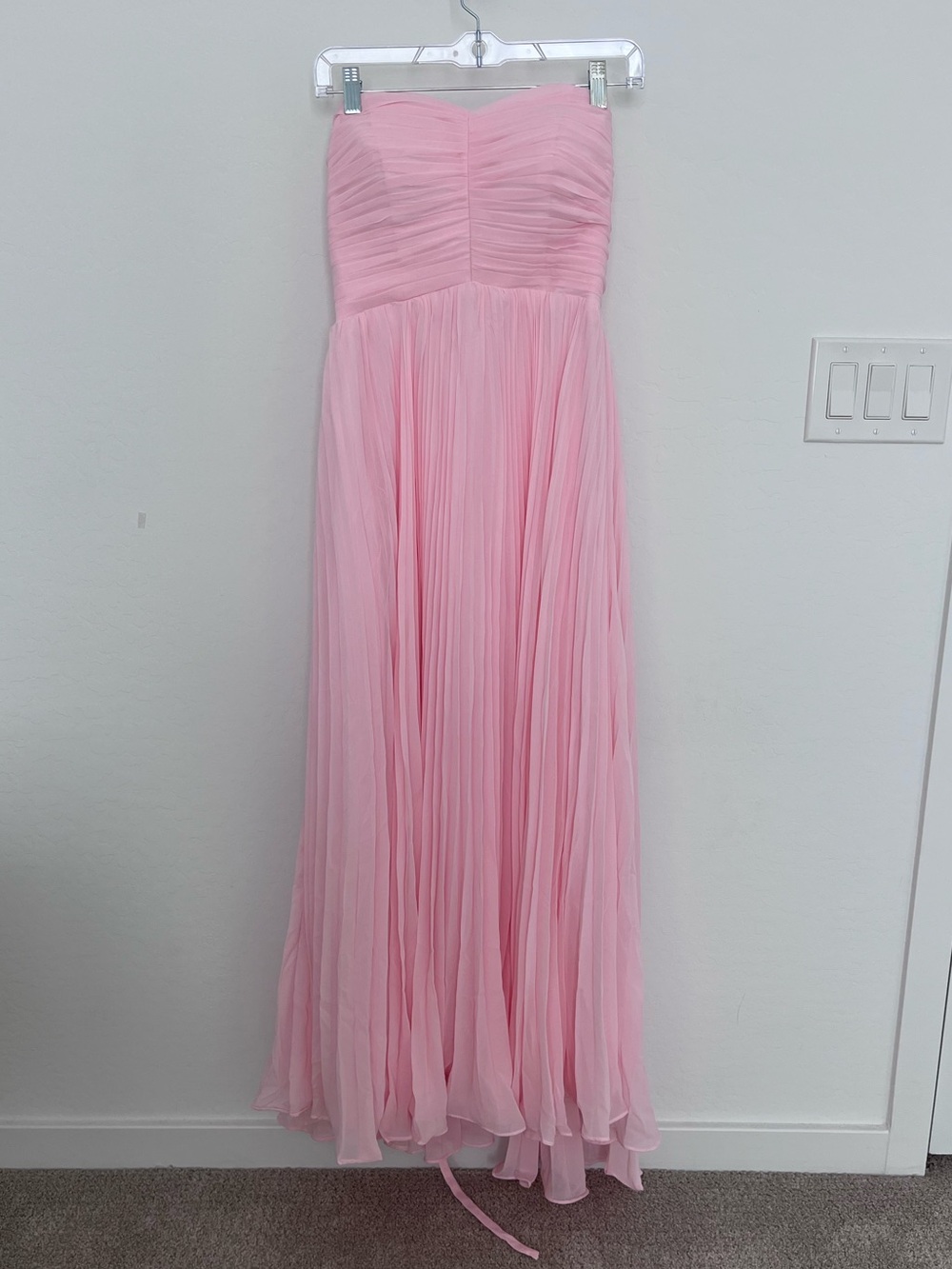NWT RYANTH Baby Pink Pleated Strapless Maxi Dress